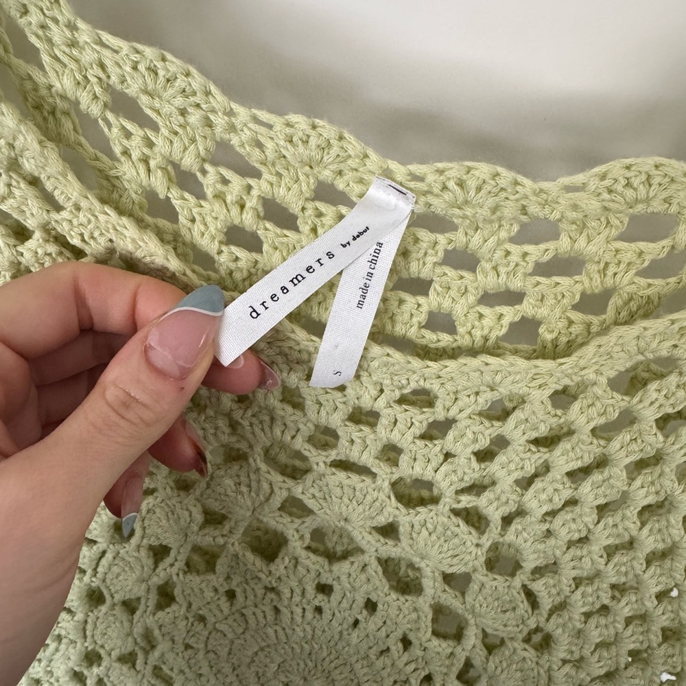 Green Crochet Sleeveless Top - Picture 2 of 3